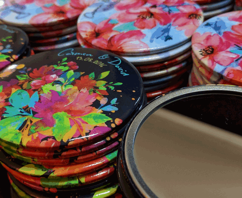 Chapas de Espejo y abrebotellas personalizados para ocasiones especiales